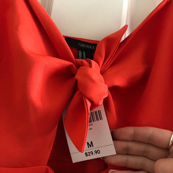 *SOLD* Orange button dress with center tie - Picture 3 of 5